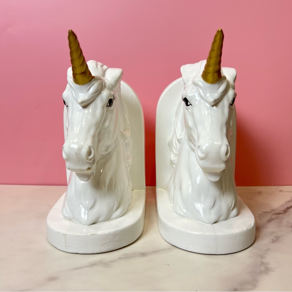 Vintage Ceramic Bookends Unicorn Design Retro Whimsical Mid-Century Home Decor - Picture 3 of 7